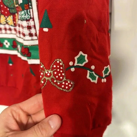 NUTCRACKER vintage christmas holiday red cat sweatshirt size medium - Picture 6 of 9